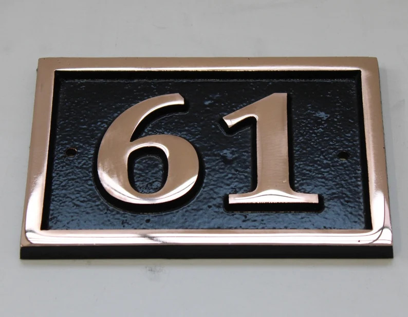 Cast Copper House Number Sign, Custom Rectangle Sign With Elegant Design, Durable & Weather-resis... | Etsy (US)