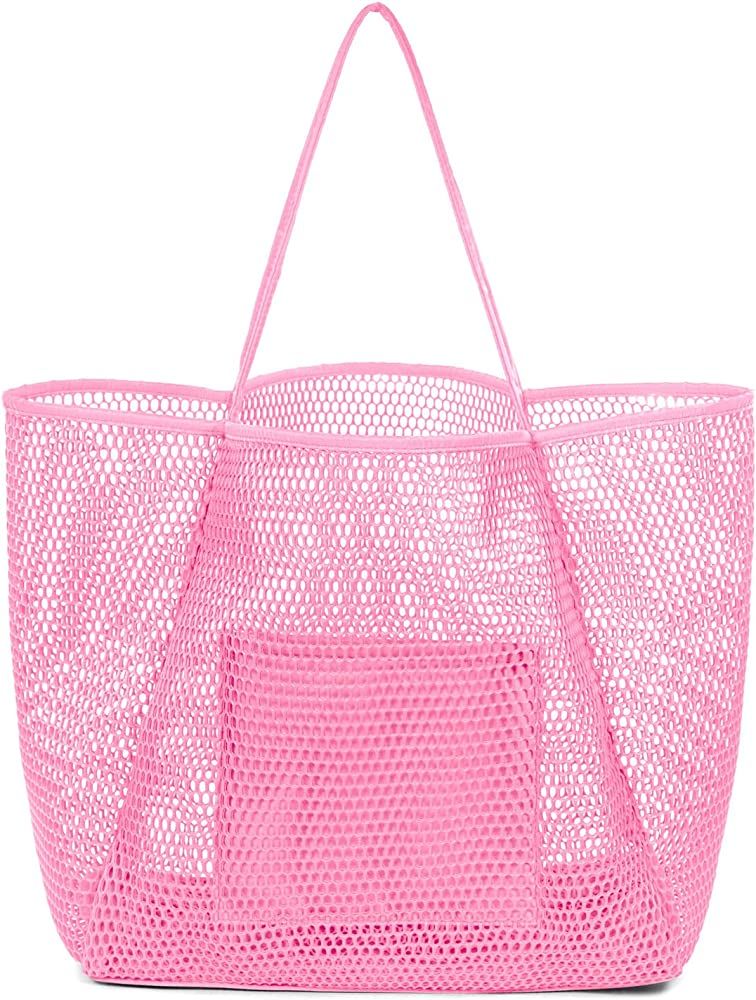 Mesh Beach Bag for Women, Large Tote Bag for Pool Swimming Travel Vacation, Lightweight Sandproof... | Amazon (US)