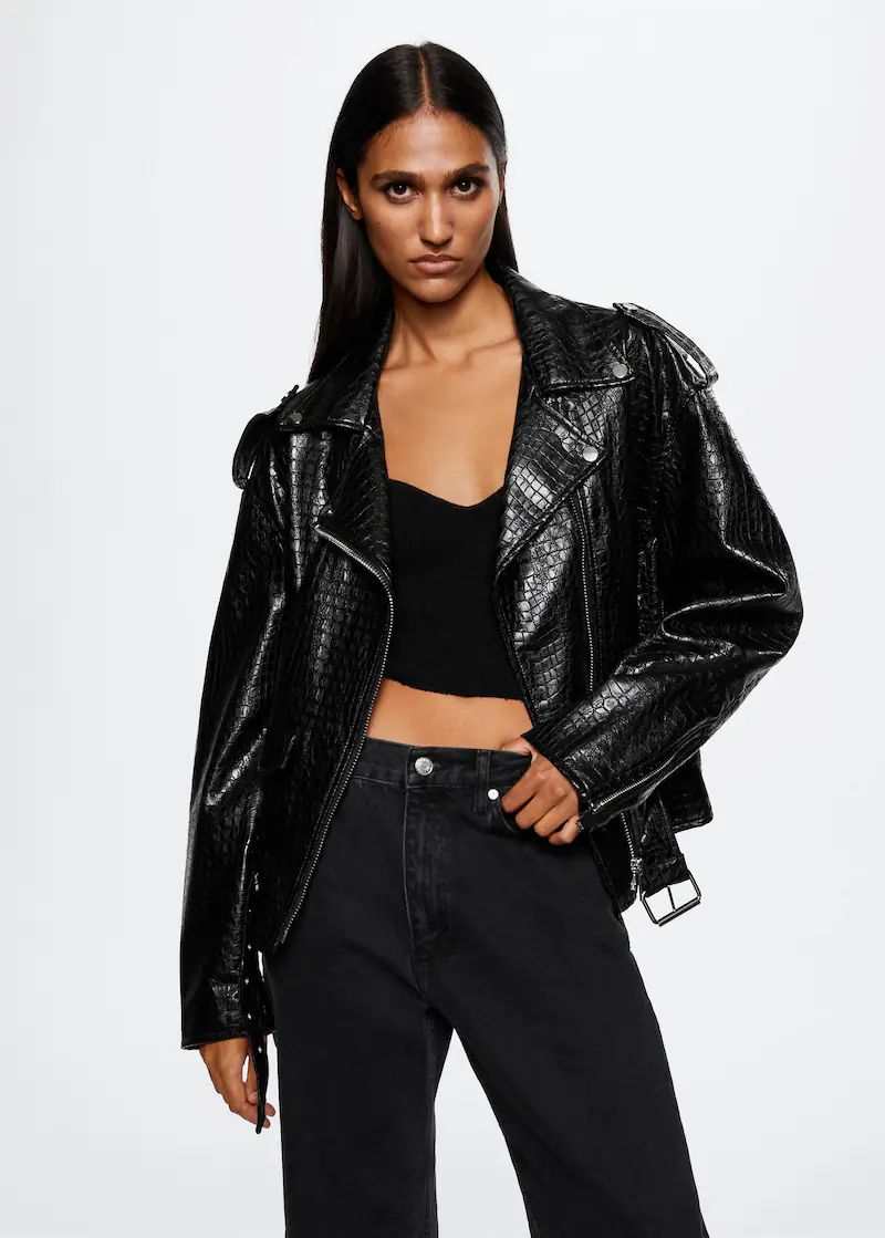 Leather-effect biker jacket -  Women | Mango USA | MANGO (US)