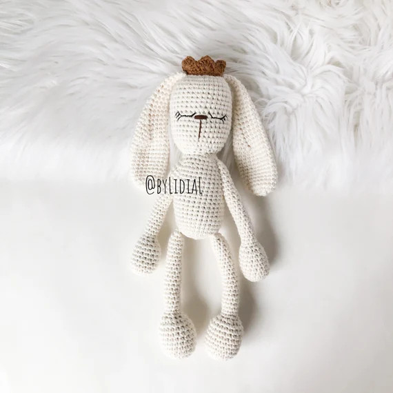 Crochet Bunny Toy Doll Stuffed Animal Toy With Crown Baby Shower Gift Idea | Etsy (US)