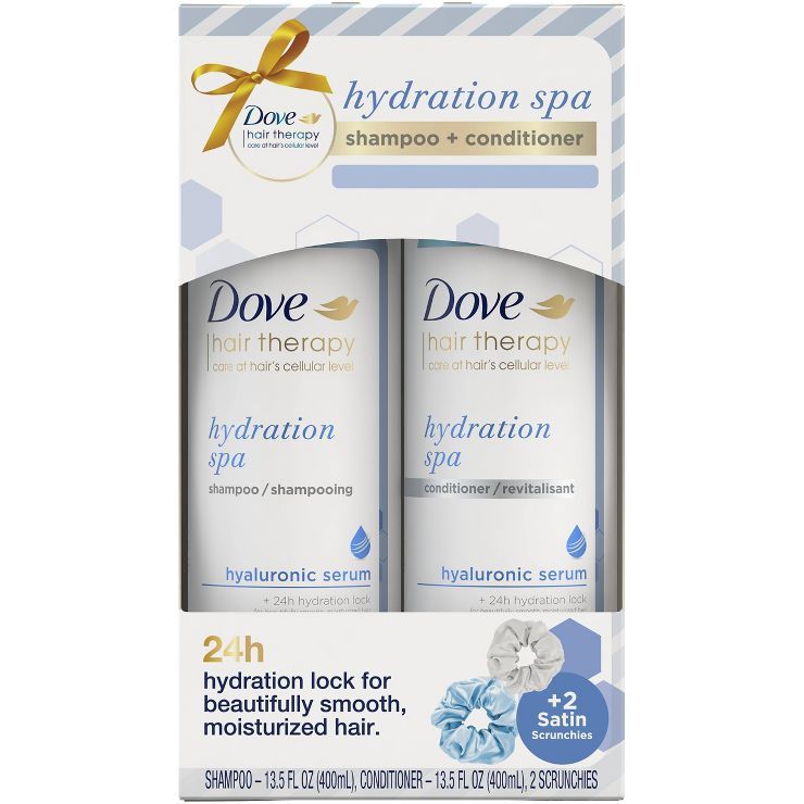 Dove Beauty Hydration Spa Pump Shampoo + Conditioner + Scrunchies Hair Therapy with Hyaluronic Se... | Target