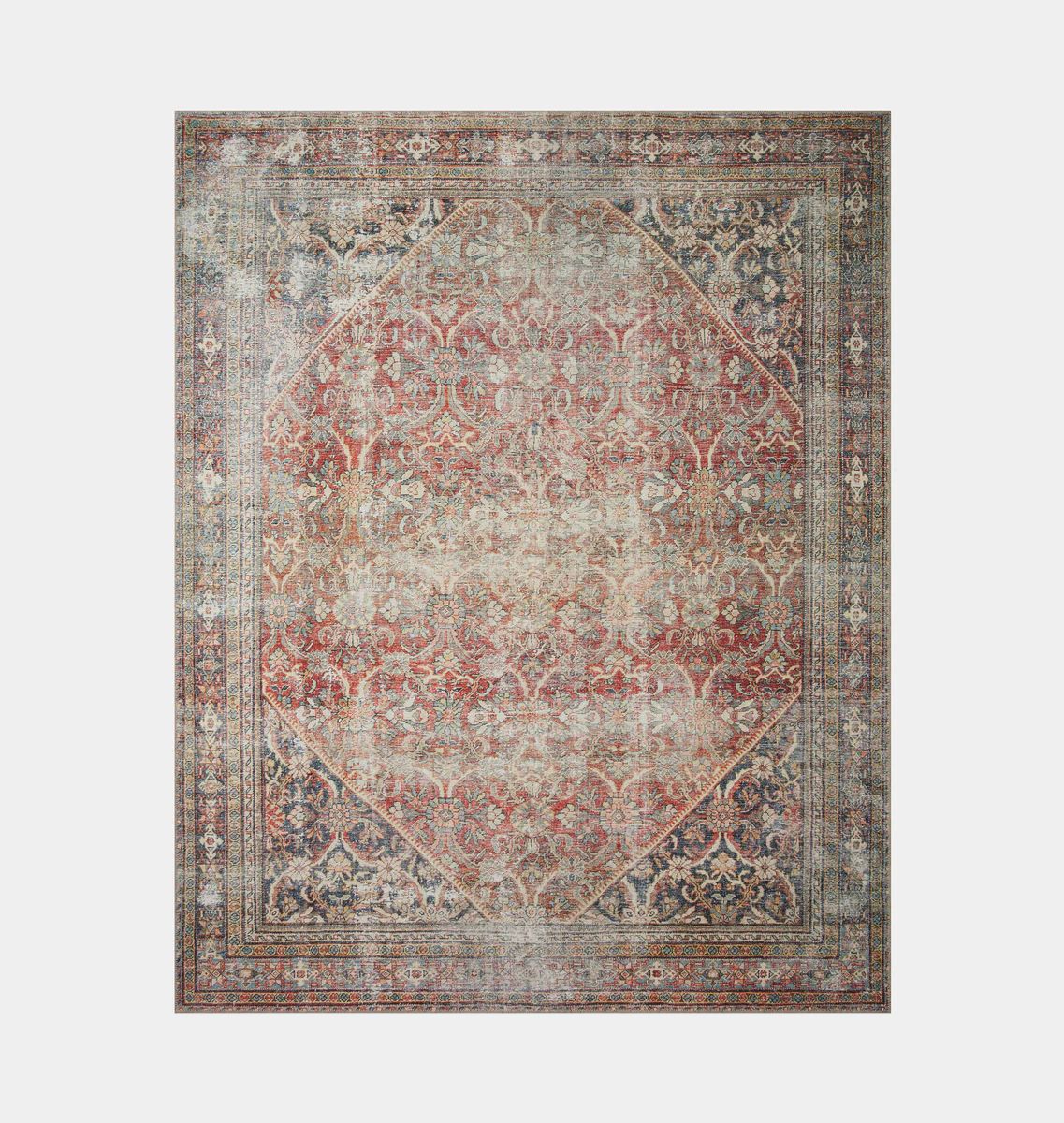 Georgie GER-01 Red / Navy Area Rug | Amber Interiors