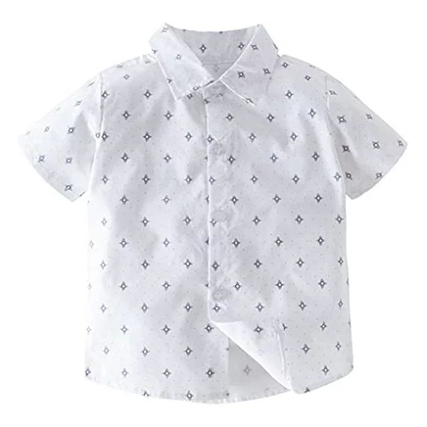 Styles I Love Toddler Little Boys White Sun Short Sleeve Cotton Button Down Shirt for Casual, For... | Walmart (US)