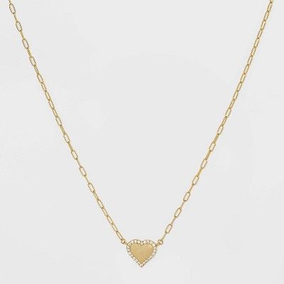 SUGARFIX by BaubleBar 14k Gold Plated Crystal Heart Link Chain Necklace - Gold | Target