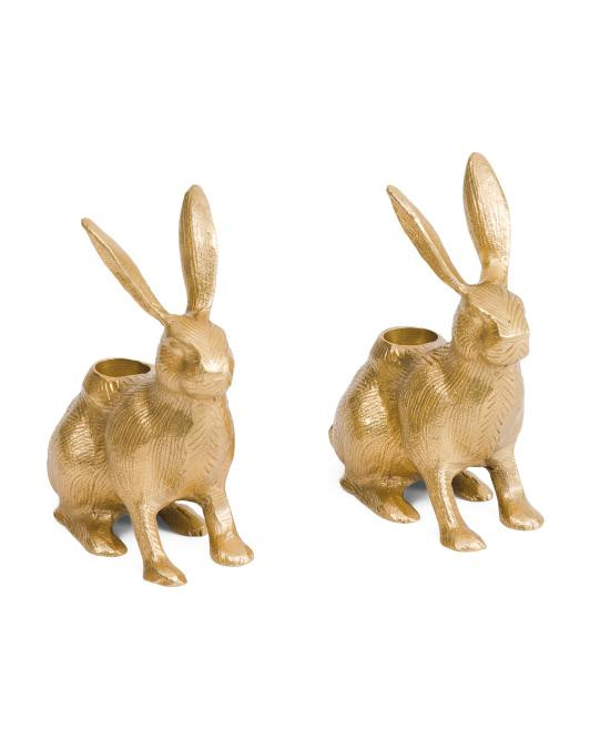 Set Of 2 Bunny Taper Candle Holders | TJ Maxx