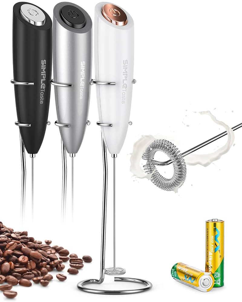 SIMPLETASTE Milk Frother Handheld Battery Operated Electric Foam Maker, Drink Mixer with Stainles... | Amazon (US)
