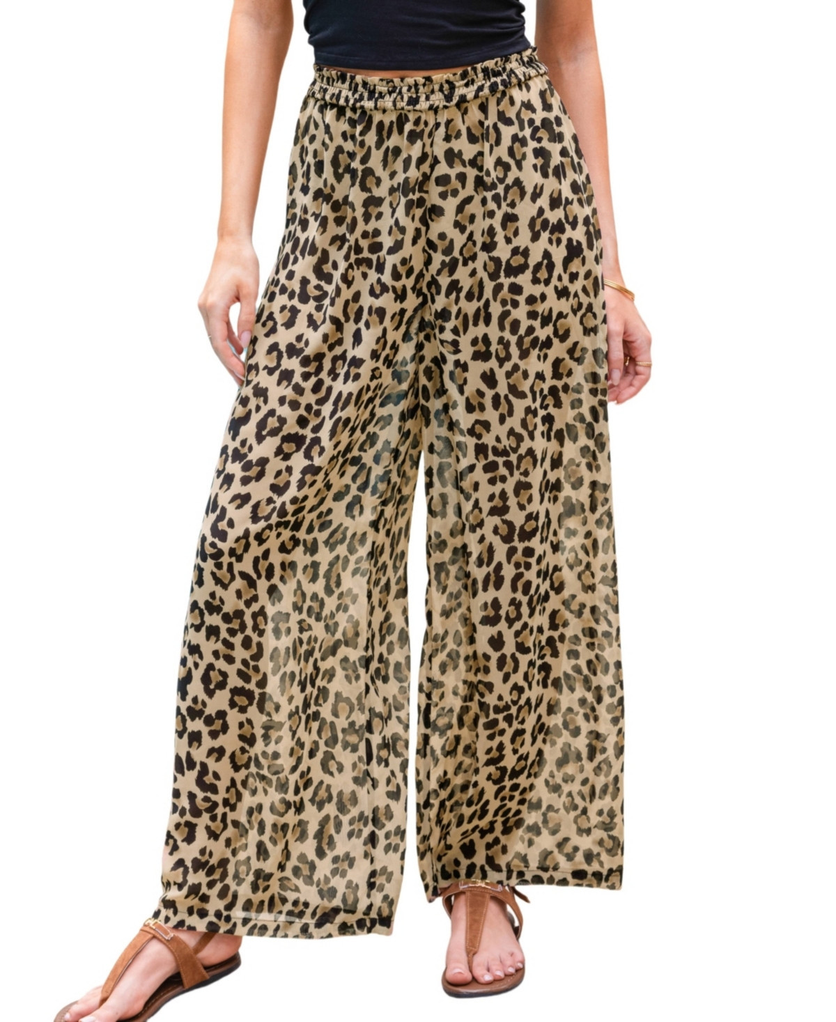 Cupshe Women's Leopard Print Straight Leg Cover-Up Pants - Black | Macy's