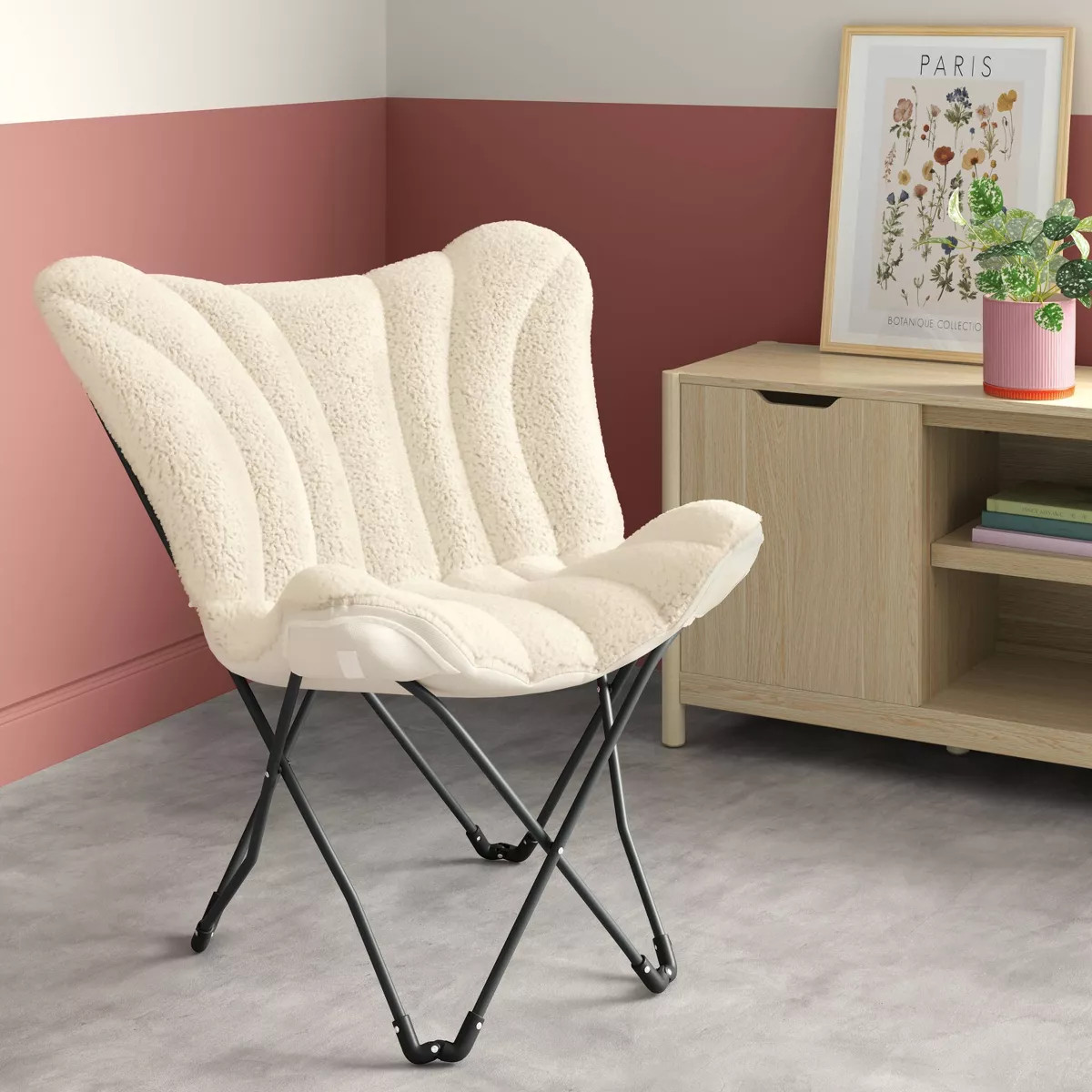 Butterfly Dorm Chair Faux Shearling Cream - Room Essentials™ | Target