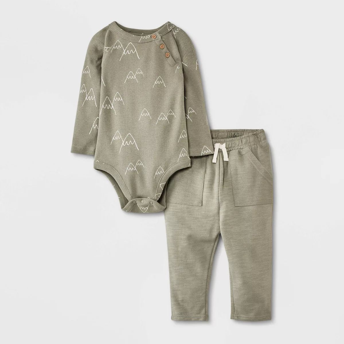 Grayson Mini Baby Boys' Raglan Top & Bottom Set - Green 18M | Target