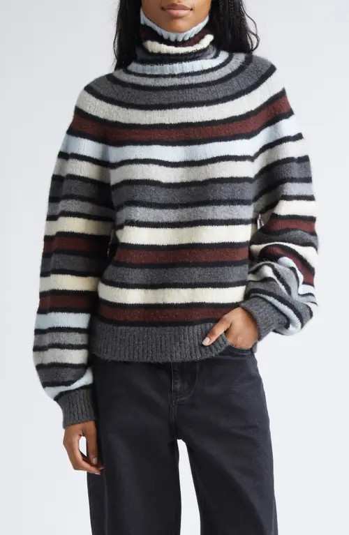 Proenza Schouler Danea Stripe Cashmere Blend Turtleneck Sweater in Neutral Multi at Nordstrom, Size Large | Nordstrom