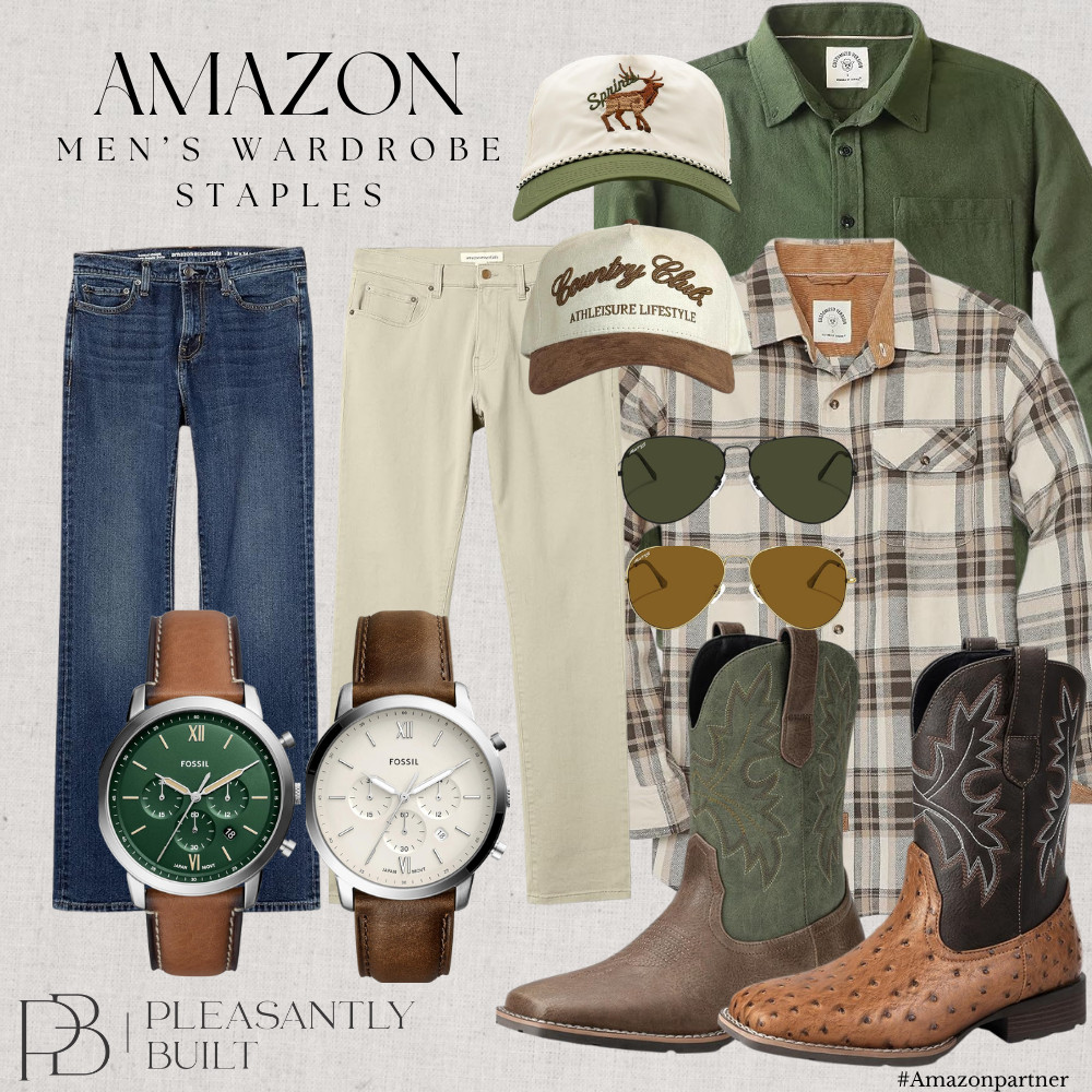 Western-Inspired Style 🤠

Easy men’s style starts with the right staples. From classic cowboy boots and great-fitting jeans to button-up shirts, aviator sunglasses, watches, and ball caps—these Amazon finds make it easy to put together a rugged, effortless look. Perfect for everyday wear, weekends, date nights, and everything in between.

Shop the look on LTK!

#MensFashion #MensStyle #AmazonMensFashion #AmazonFashion #AmazonFinds #MensOutfits #MensStyleGuide #MensWardrobe #MensClothing #WesternStyle #WesternFashion #CowboyBoots #MensBoots #MensJeans #AviatorSunglasses #MensAccessories #MensWatches #BallCaps #ButtonUpShirts #CasualMensStyle #RuggedStyle #EverydayMensStyle #AmazonStyle #MensFashionFinds #AffordableMensFashion #pleasantlybuilt 

 #LTKootd #LTKWorkwear #LTKMens