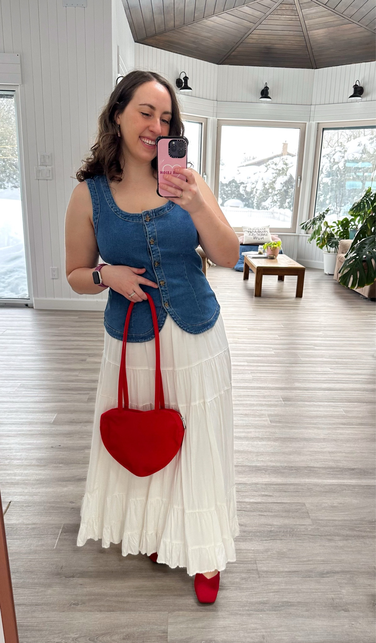 I’m so ready for maxi skirt season - I just need some of the snow to melt! I love how this denim vest looks with everything, but a white maxi makes it SO cute! 🥰 

#LTKootd #LTKPetite #LTKMidsize