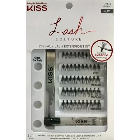 Kiss Lash Couture DIY Faux Eyelash Extension Kit, 50 Cluster Eyelashes | Walmart (US)
