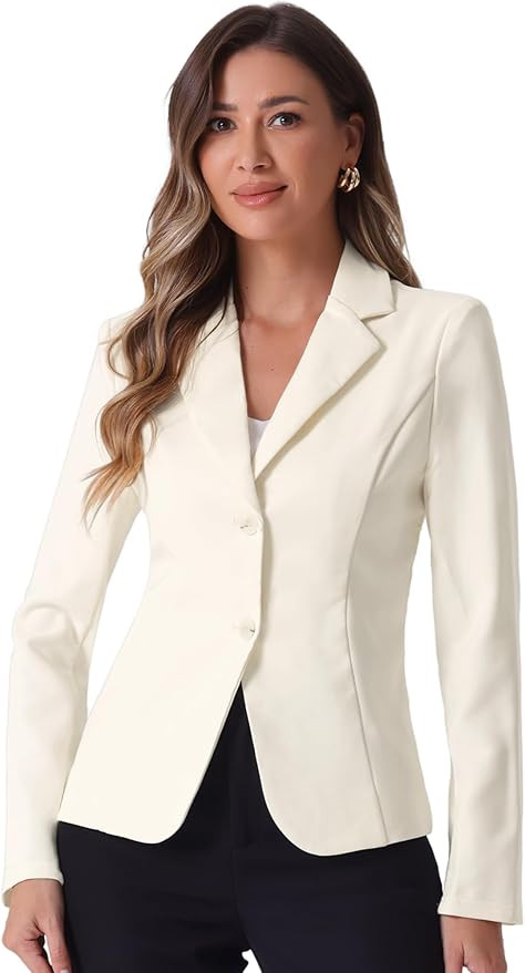 Allegra K Women's Work Office Blazer Stretch Lapel Collar Long Sleeve Jacket Suit Blazer | Amazon (US)