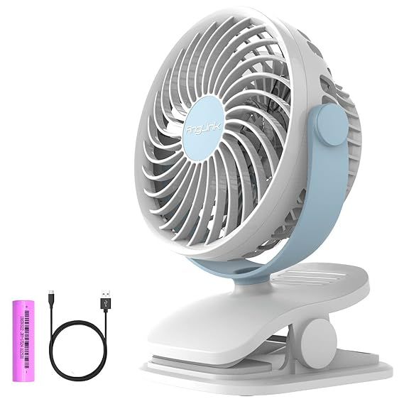Battery Operated Clip on Fan Mini Desk Fan with 4 Speeds, 360 Degree Rotation for Baby Stroller, Tab | Amazon (US)