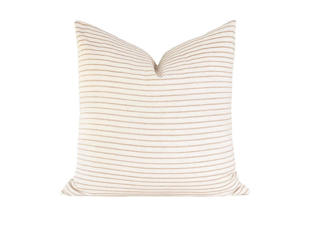 Tan Stripe Pillow Cover: Textured Beige, Modern Farmhouse Style | Etsy (US)