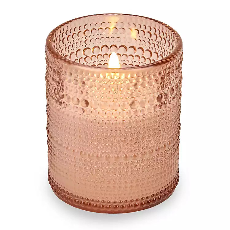 New! LED Mauve Hobnail Glass Pillar Candle, 4x5 | Kirklands