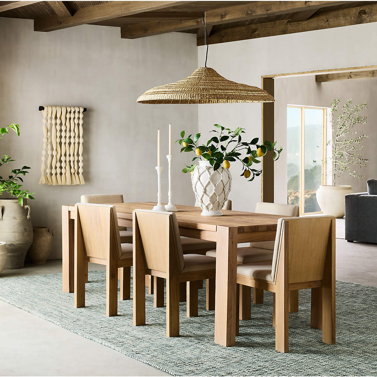 Terra 65" Natural White Oak Solid Wood Dining Table + Reviews | Crate & Barrel | Crate & Barrel