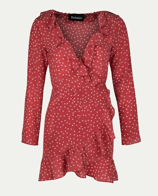 Realisation par Alexandra Red star silk mini wrap dress size 10  | eBay | eBay UK