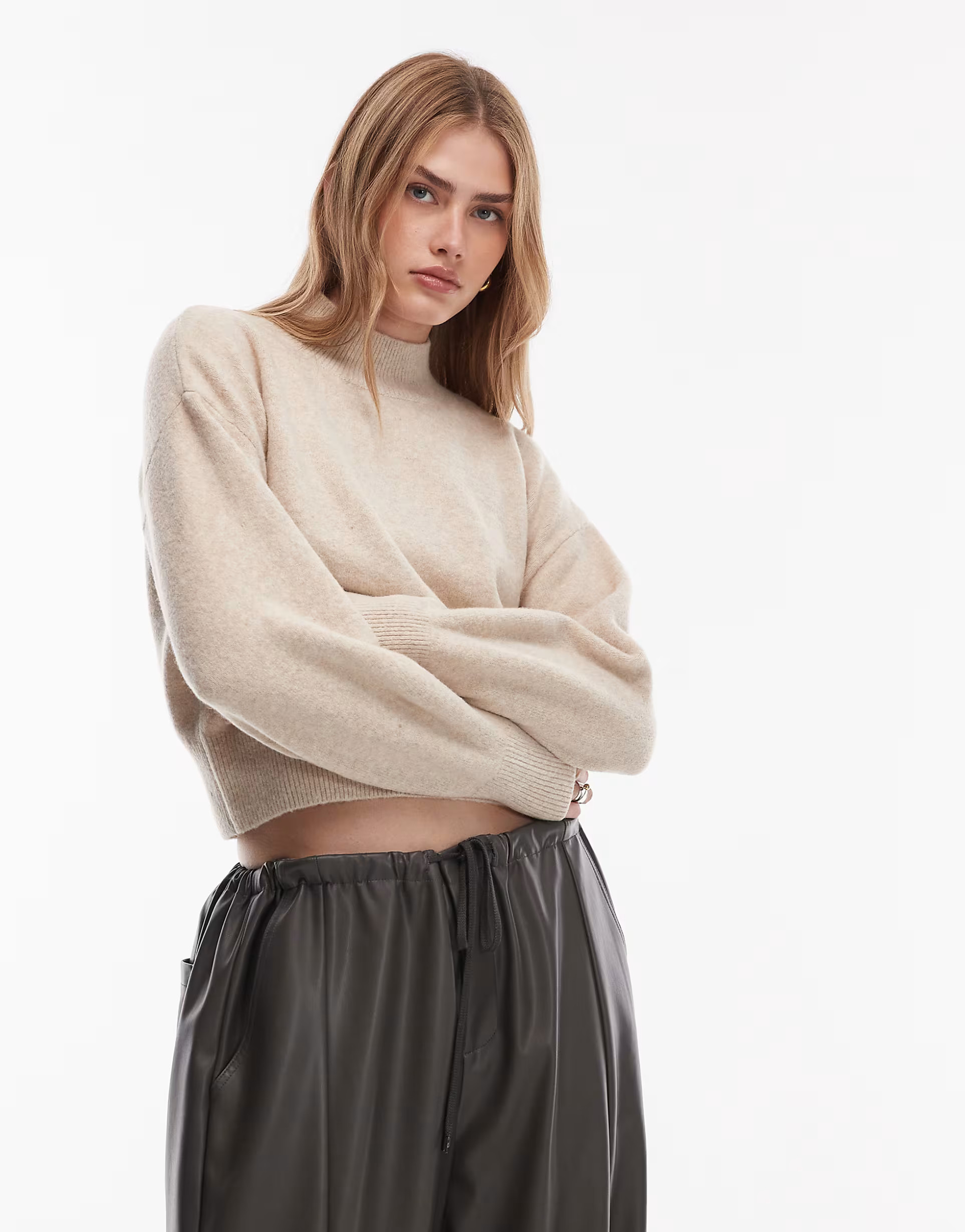 & Other Stories mock neck jumper in beige melange | ASOS (Global)