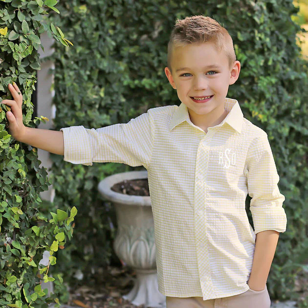 Yellow Windowpane Button Down Shirt | Classic Whimsy