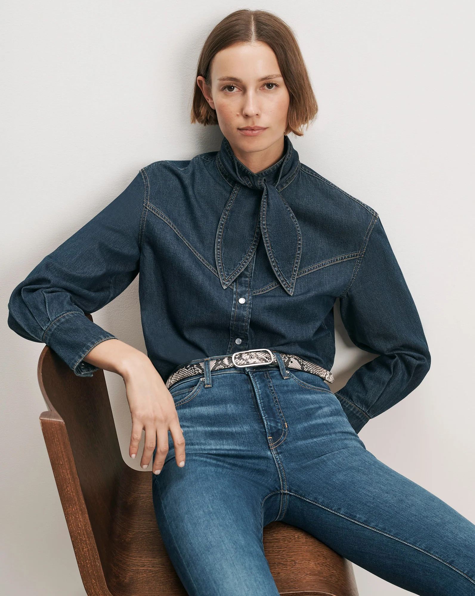 Genetta Chambray Button-Down Shirt in Heart Breaker | Veronica Beard | Veronica Beard