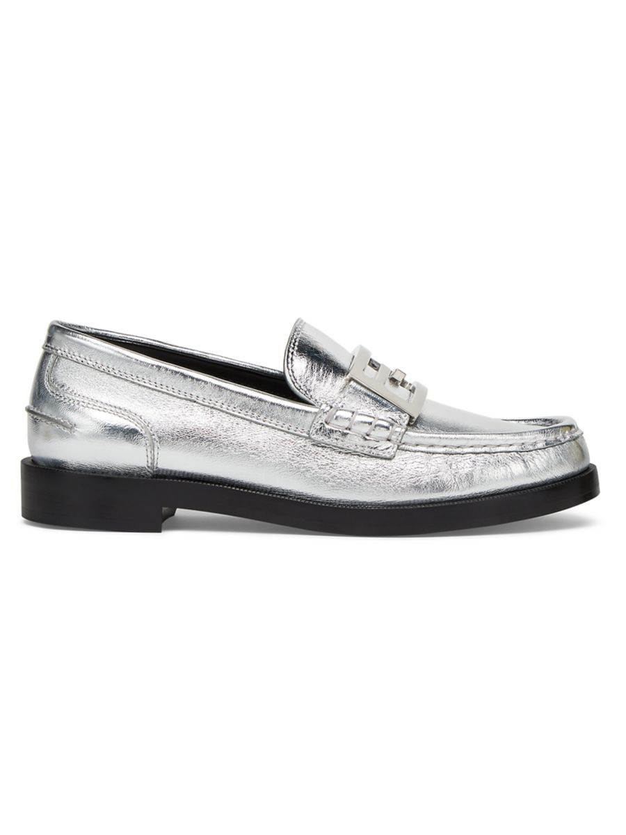 Baguette Metallic Leather Loafers | Saks Fifth Avenue