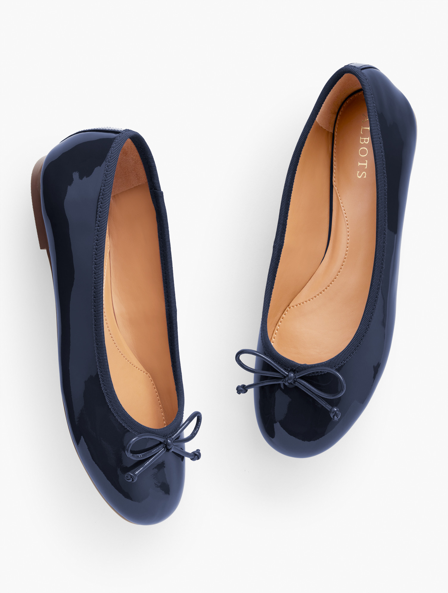 Blair Patent Leather Bow Ballet Flats - Blue - 9 1/2 M Talbots | Talbots