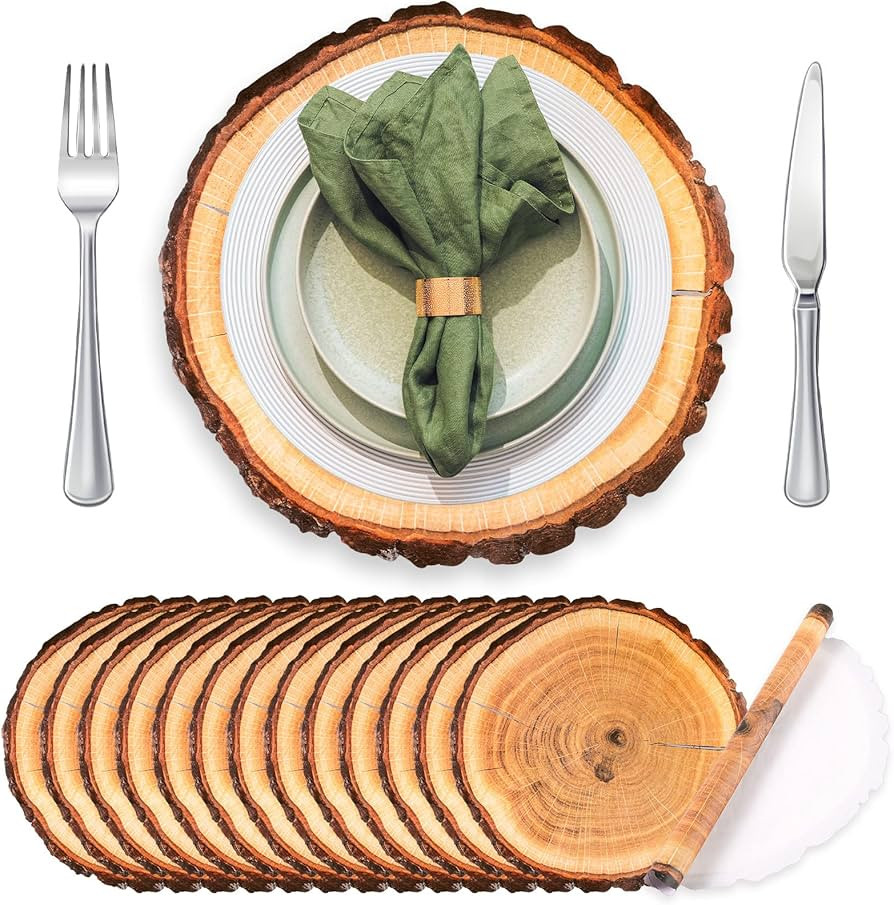 TaoBary 100 Pcs Disposable Wooden Slice Woven Paper Placemats Thanksgiving Rustic Charger Place M... | Amazon (US)