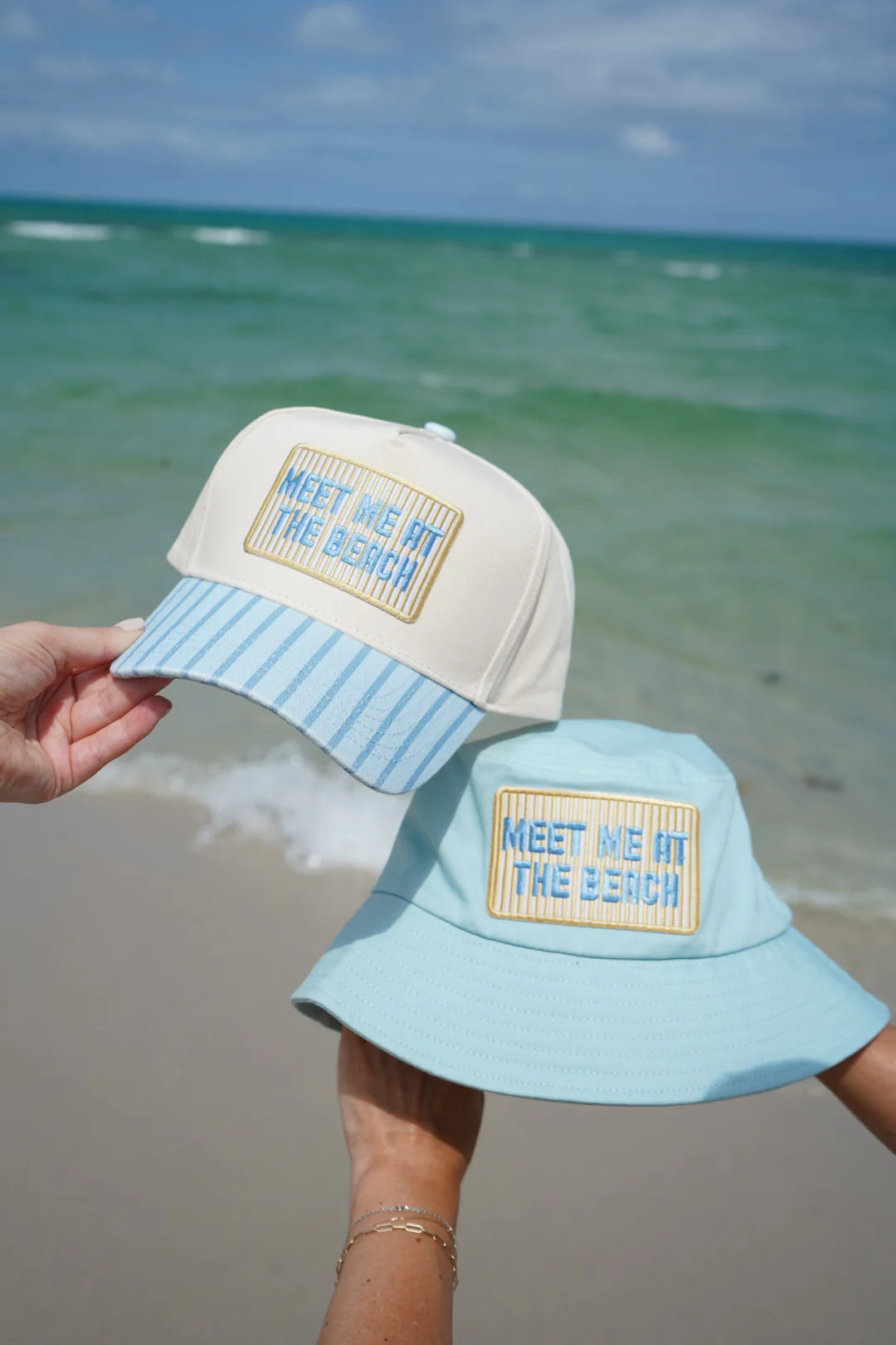 Meet Me At The Beach Yellow/Blue Hat | KenzKustomz