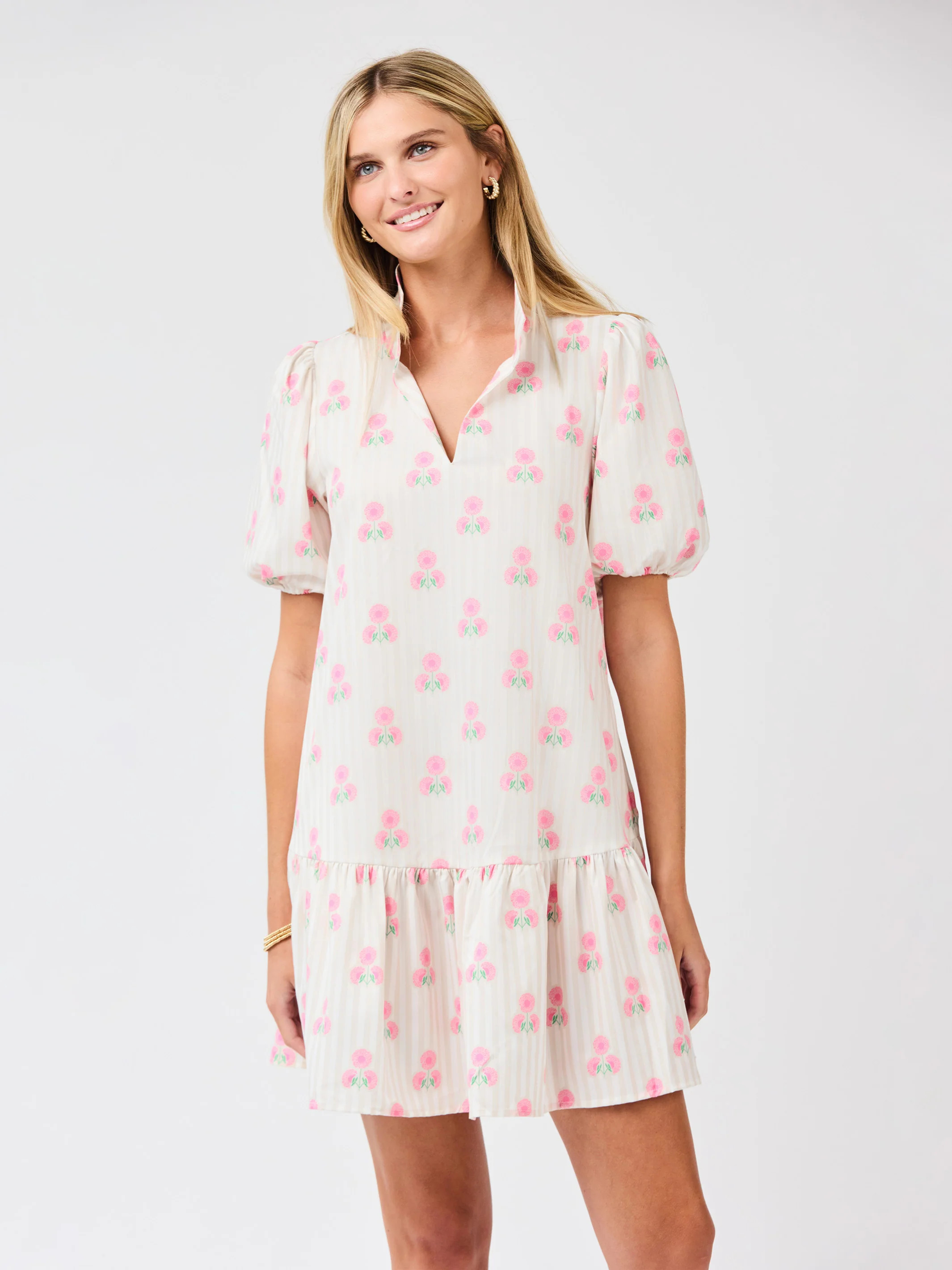 Nancy Dress | Sweetbriar Stripe Pink | Mary Square