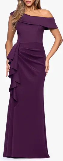 Ruffle One-Shoulder Scuba Knit Gown | Nordstrom