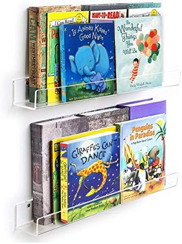 Phattopa 24 inch Clear Acrylic Floating Shelves Wall Mounted Nursery Kids Bookshelf Invisible Acr... | Amazon (US)