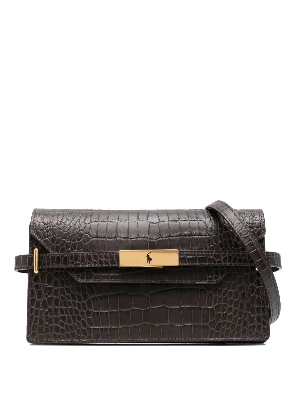 crocodile-effect leather clutch bag | Farfetch Global