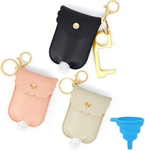 Leather Hand Sanitizer Holder Keychain with Door Opener Tool,3 Pack 2 oz/ 60ml Empty Travel Size ... | Amazon (CA)