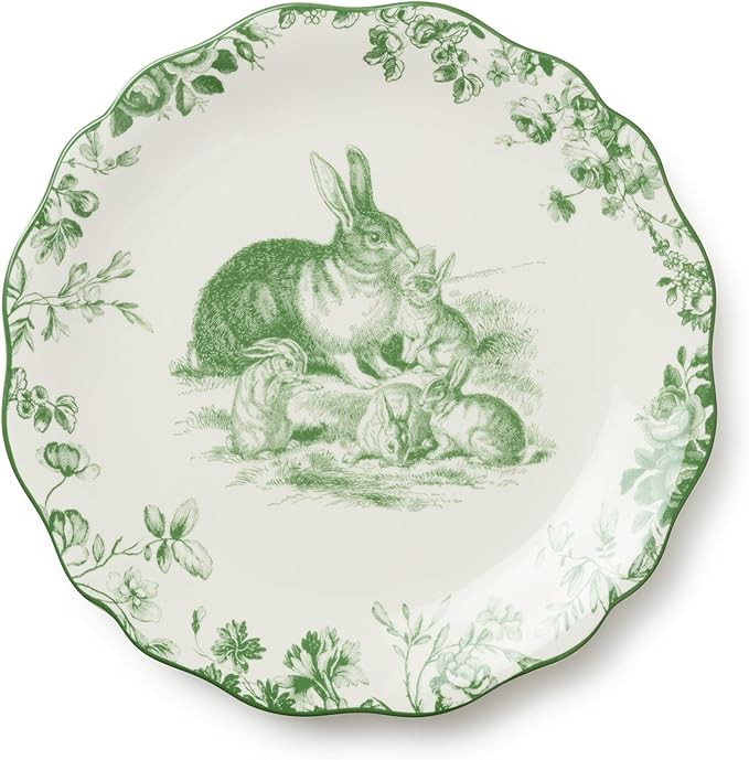 Le Jardin 11 Inch DINNER PLATES, SET OF 4 – Green Bunny Spring Stoneware for Easter Meals, Gard... | Amazon (US)