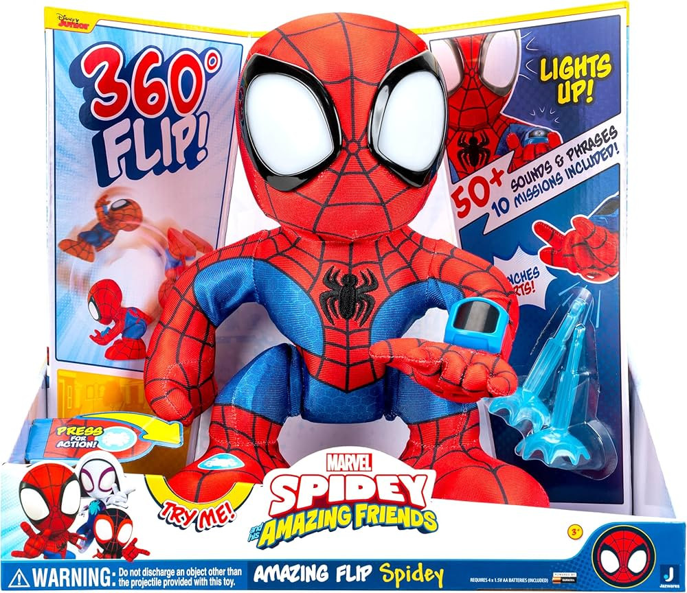 Marvel Spidey and His Amazing Friends Amazing Flip Spidey - 12-Inch Animatronic Plush with Lights... | Amazon (US)