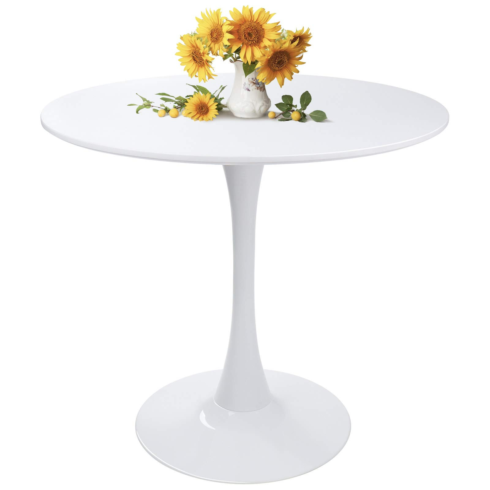 Modern Round Dining Table White with Pedestal Base in Tulip Design, Mid-Century Leisure Table 31.5"  | Amazon (US)