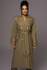 Olive One Step Closer Linen Coat | JLUXLABEL