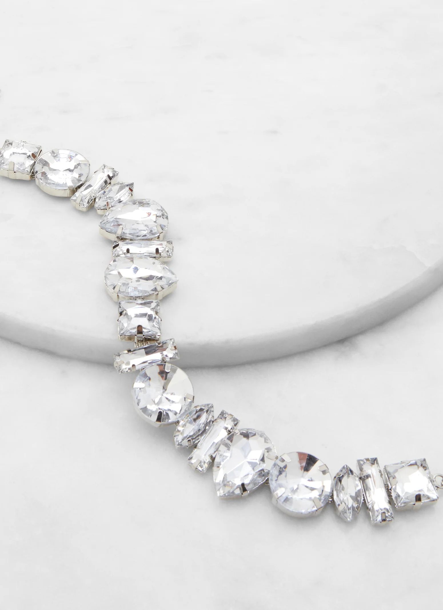 Rhinestone Gemstone Choker Necklace  - Gold | Rainbow Shops