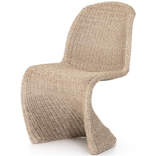 Ivanna Modern Classic Brown Woven Wicker Outdoor Dining Side Chair | Kathy Kuo Home