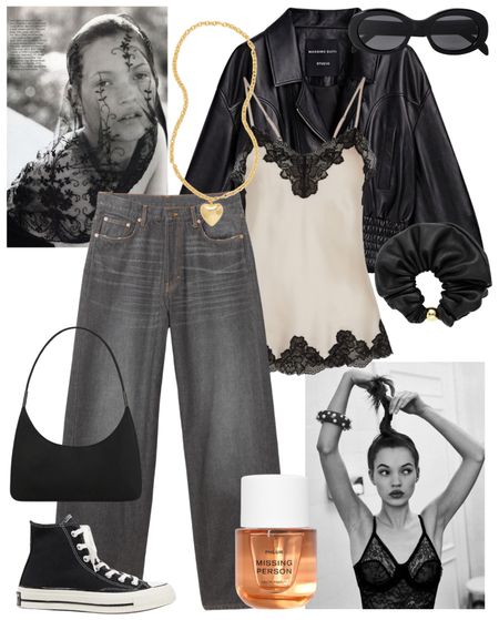 Festival Outfit Ideas | Glasto Outfit | What to wear to a uk festival | Festival Style | Lace Camisole | Weekday Jeans | Leather Bomber Jacket | Massimo Dutti Leather | Converse | Missing Persons Perfume | Heart Chain | Gold Jewellery | Leather Scrunchie 

#LTKstyletip #LTKsummer #LTKover50style