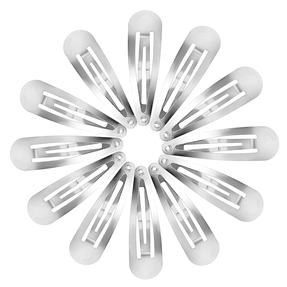 Hotop 50 Pack Snap Hair Clips Hair Barrettes for Kids, Girls and Women, 50 mm (Silver) | Amazon (US)