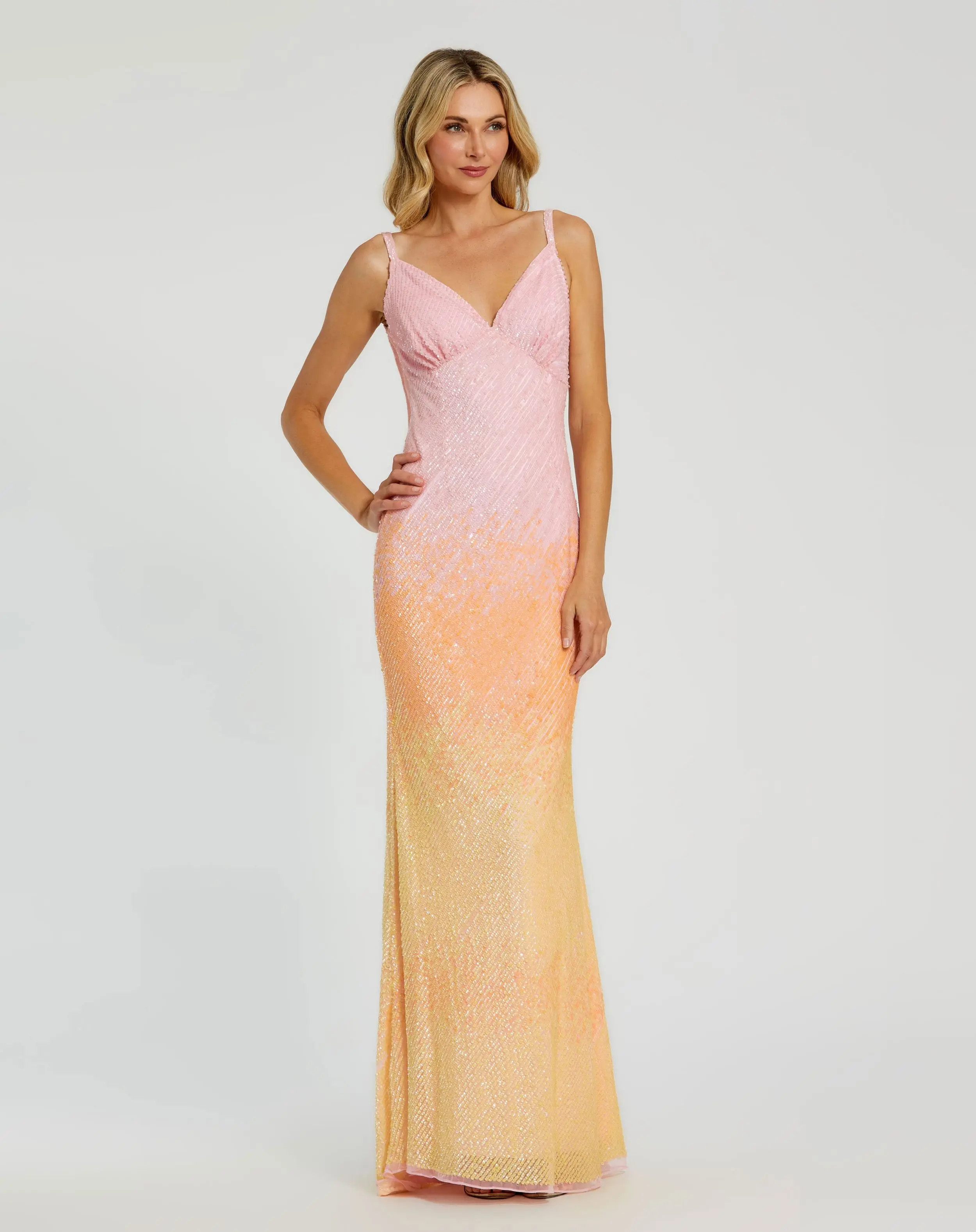 Mac Duggal Sequined Mesh Trumpet Ombre Prom Dress | Mac Duggal