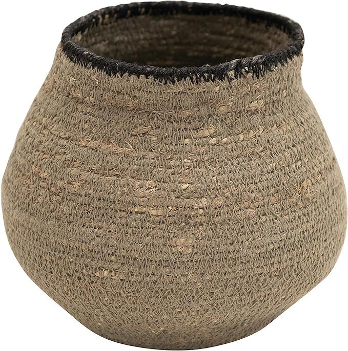 Bloomingville Hand-Woven Seagrass, Grey & Black Basket | Amazon (US)