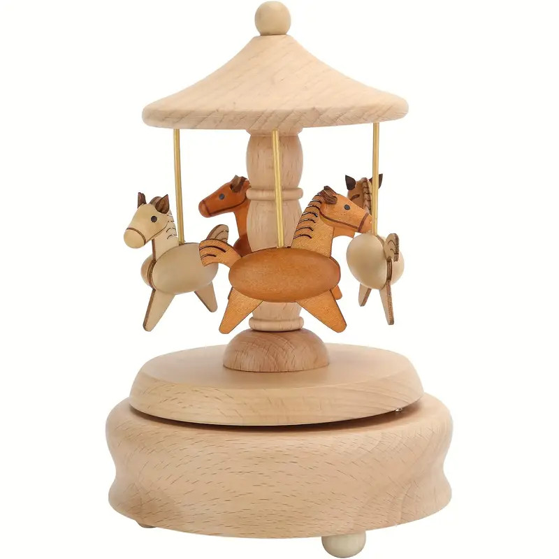 1pc Wooden Music Box, 4.33x4.33x6.3inch Cute Horses Rotating Carousel Musical Box, Gifts For Her,... | Temu Affiliate Program