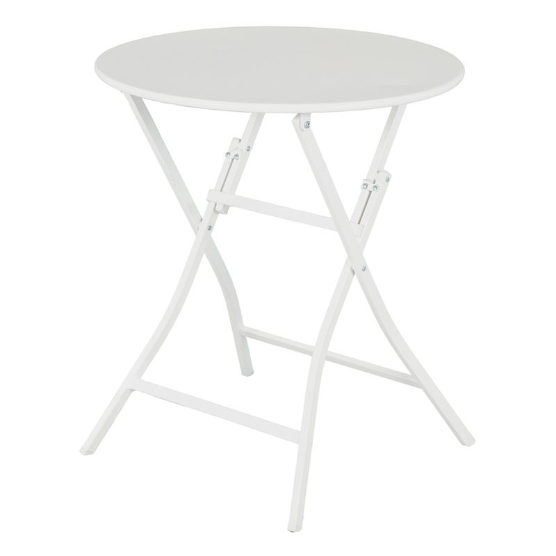 Providence Metal Patio Folding Table, White | At Home