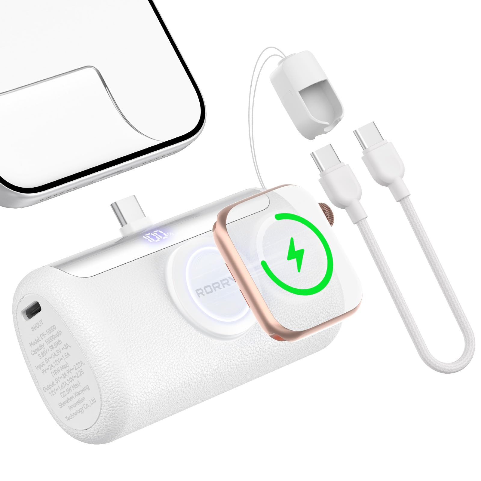 RORRY PalmGo Portable Charger, 10000mAh PD 22.5W Fast Charging Mini Power Bank with Built-in USB ... | Amazon (US)