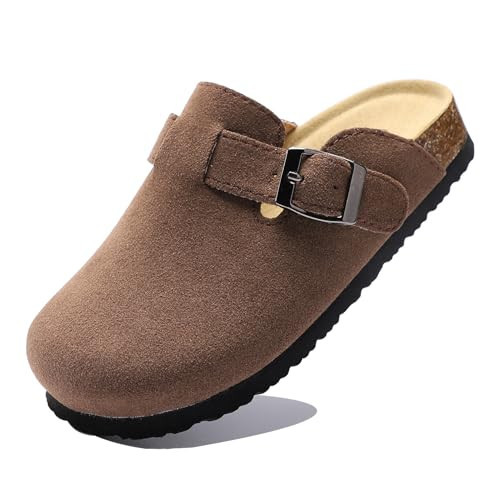 Hezeisoar Toddler Suede Clogs Kids Cute Clogs Boys Girls Cork Sandals Adjustable Buckle Mules Indoor Outdoor Slip-on Slippers Potato Shoes Coffee 10-10.5 Little Kid | Amazon (US)
