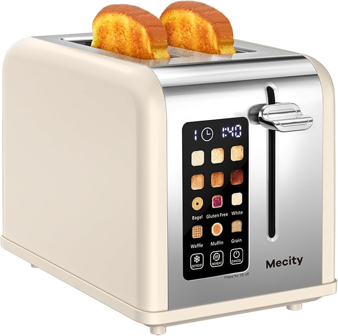 Mecity 2 Slice Touch Screen Toaster, 1.5" Wide Slot, Stainless Steel Smart Toaster for Bagels, Mu... | Amazon (US)